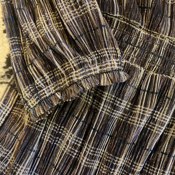 Knox Rose Women's Sz M Shimmery Black Gold Long Sleeve Maxi Dress Holiday Party - Picture 12 of 15